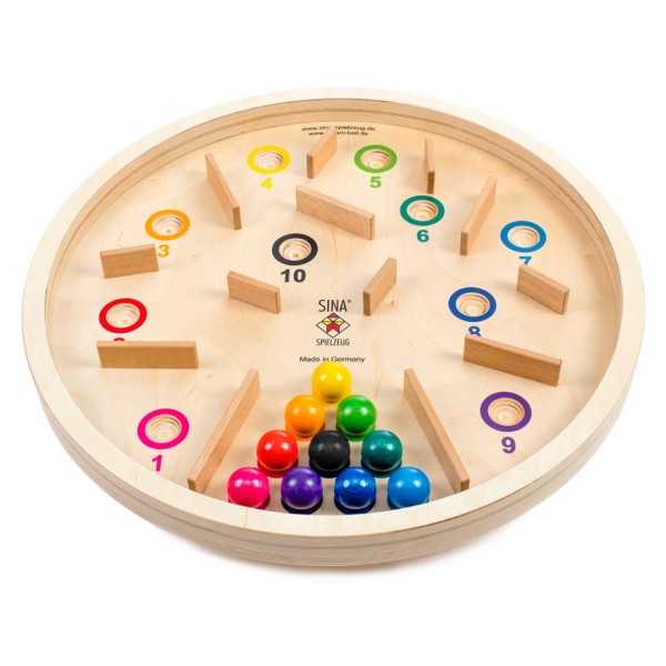 SINA Geschicklichkeitsspiel DREAMBALL - Tischspiel mit Balance Board & 10 Holzkugeln für Kinder