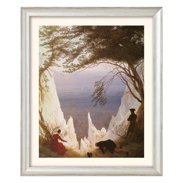 Caspar David Friedrich: Bild Kreidefelsen auf Rügen (1818) - silberfarben gerahmt